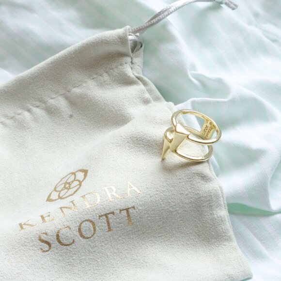 Kendra Scott Bolt Gold Double Band Ring Size 7 NEW Perfect condition - Picture 2 of 3